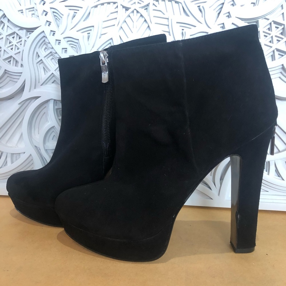 BCBGeneration black zipper platform ankle booties